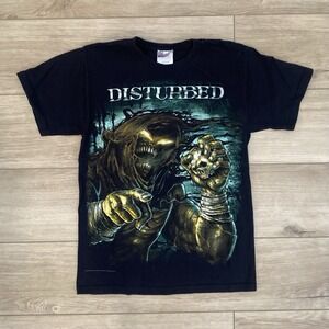 Disturbed 2010 T-Shirt Adult Size Small Black Rock Band Tee Grunge Goth Skull T